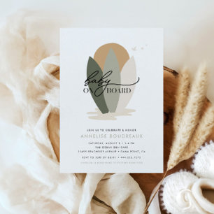 Baby an Bord Boho Beach Surf Neutral Baby Dusche Einladung