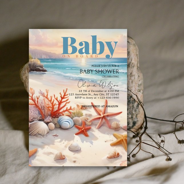 Baby an Bord Coastal Beach Baby Dusche Einladung (Von Creator hochgeladen)