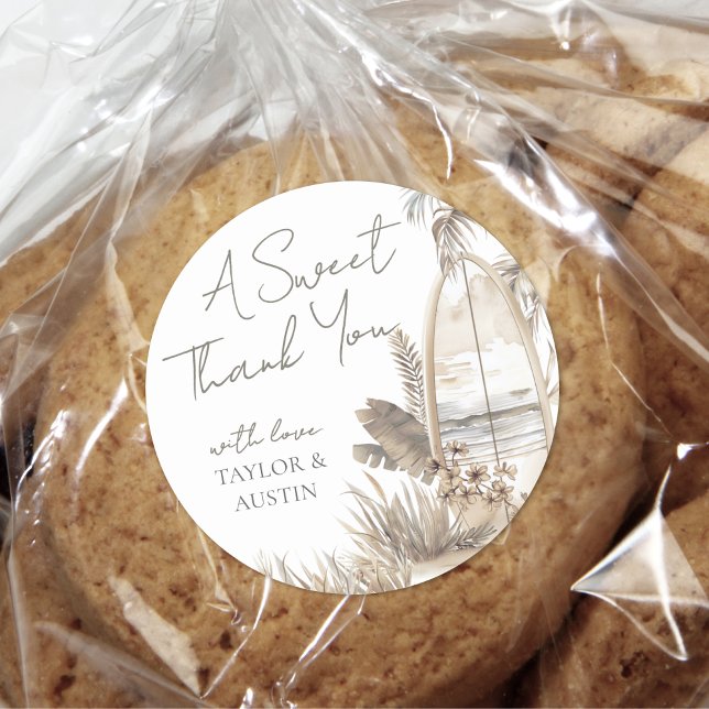 Baby an Bord Danke Beach Baby Dusche Runder Aufkleber (Baby On Board Thank You Beach Baby Shower Classic Round Sticker)