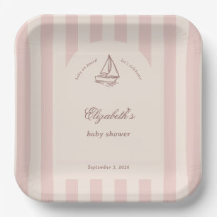 Baby an Bord Elegante Rosa Segelboot-Baby-Party Pappteller