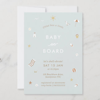 "Baby an Bord" Gingham Beach Pool Baby Dusche Einladung