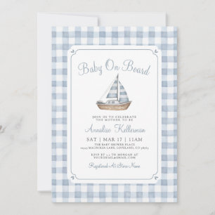 Baby an Bord Gingham Nautical Baby Shower  Einladung