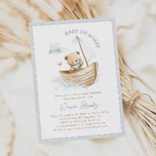 Baby an Bord Kleiner Segler Teddybär Baby Shower Einladung