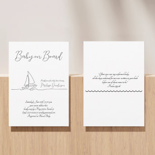 Baby an Bord Minimalistisch Beach Black und White Einladung