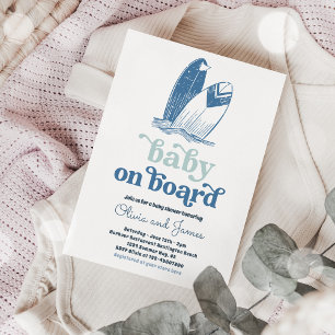 Baby an Bord Moderne Surf Beach Baby Dusche Einladung