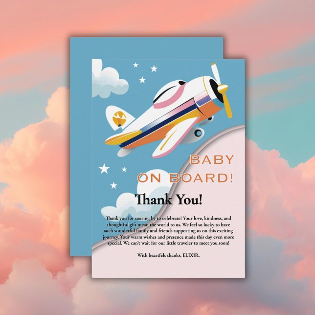 Baby an Bord Modernes Aviation Airplane Babydusche Dankeskarte (Von Creator hochgeladen)