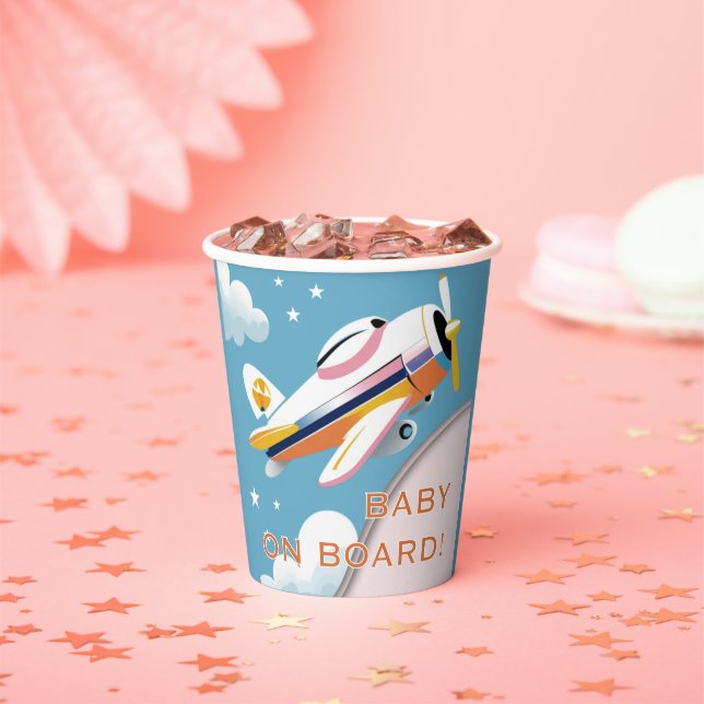 Baby an Bord Modernes Aviation Airplane Babydusche Pappbecher (Insitu)