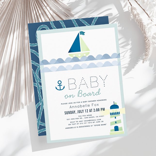 Baby an Bord Nautical Blue Boy Baby Dusche Einladung (Von Creator hochgeladen)