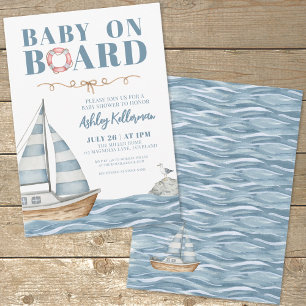 Baby an Bord Nautical Boy Babydusche Einladung