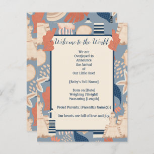 Baby an Bord Nautical Boy Geburtsankündigung Postkarte