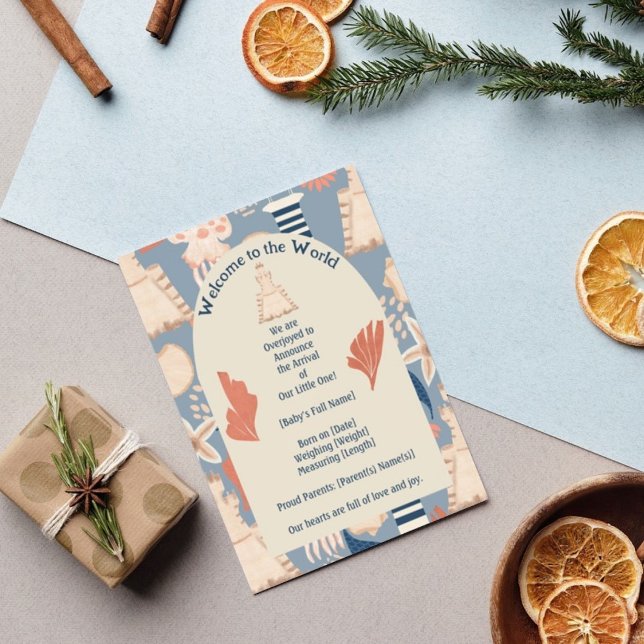 Baby an Bord Nautical Boy Geburtsankündigung Postkarte (Von Creator hochgeladen)