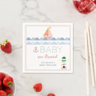Baby an Bord Nautical Rosa Mädchen Baby-Party Serviette