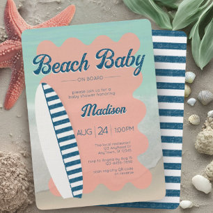 Baby an Bord Navy Stripe Beach Baby Dusche Einladung