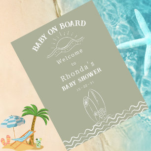 Baby an Bord Neutral Green Baby Dusche Begrüßung Fotodruck