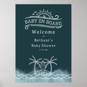 Baby an Bord Neutral Slate Baby Dusche Willkommen Poster