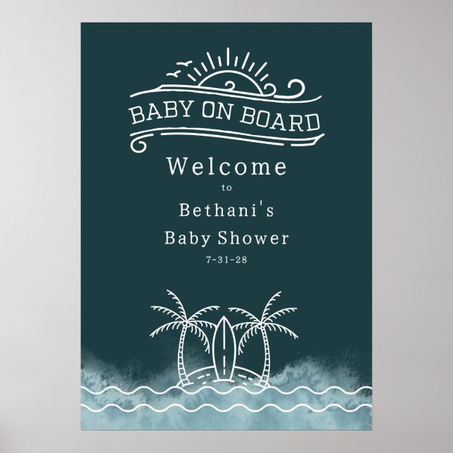 Baby an Bord Neutral Slate Baby Dusche Willkommen Poster (Vorne)