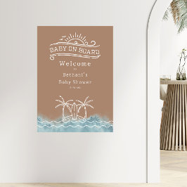 Baby an Bord Neutral Surf Baby Dusche Willkommen Poster