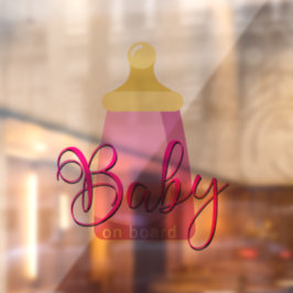 Baby an Bord niedliche Milchflasche für Mädchen Fensteraufkleber