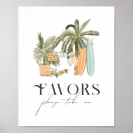 Baby an Bord Palm Tree Surf Baby Duschfavoriten Poster