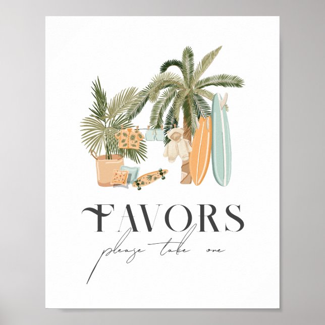 Baby an Bord Palm Tree Surf Baby Duschfavoriten Poster (Vorne)