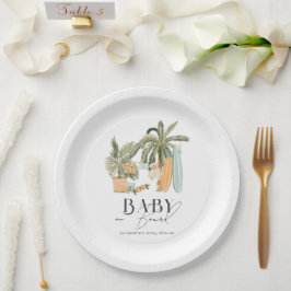 Baby an Bord Palm Tree Surfboard Baby Dusche Pappteller