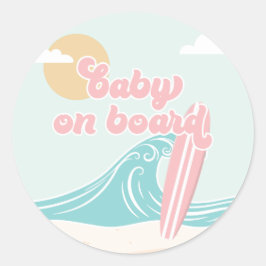 Baby an Bord Pink Beach Baby Dusche Runder Aufkleber