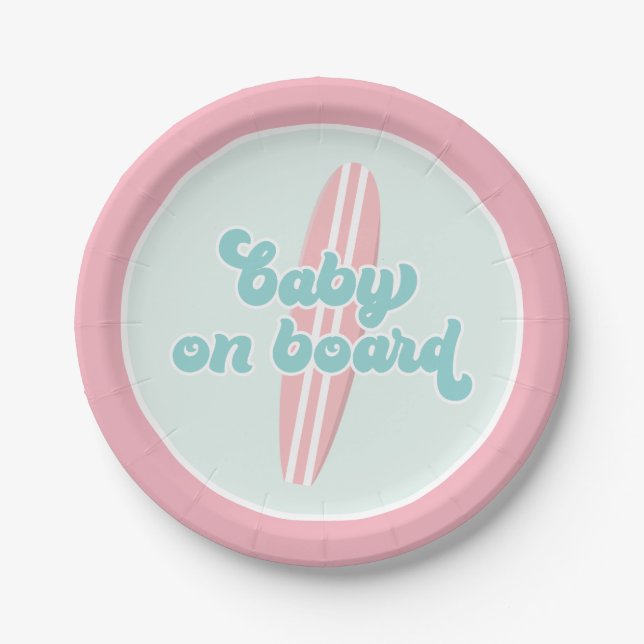 Baby an Bord Pink Beach Baby Duschpapier Teller (Vorderseite)