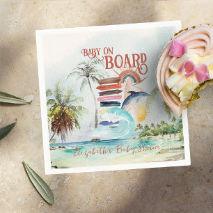 Baby an Bord Retro Sommer Surf Baby Shower Serviette