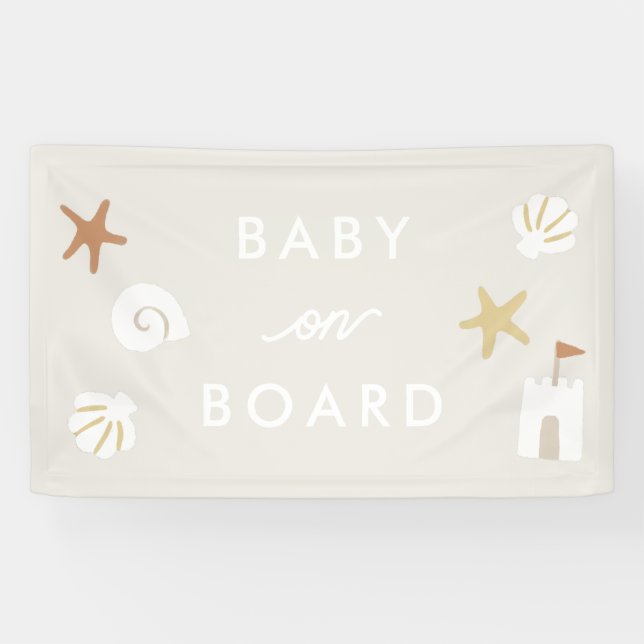 "Baby an Bord" Sandy Beach Pool Babydusche Banner (Horizontal)