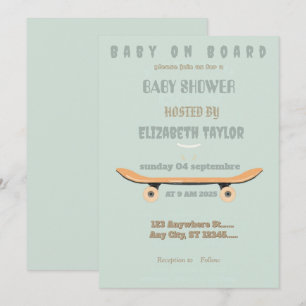 Baby an Bord Skateboard-Baby-Party  Einladung