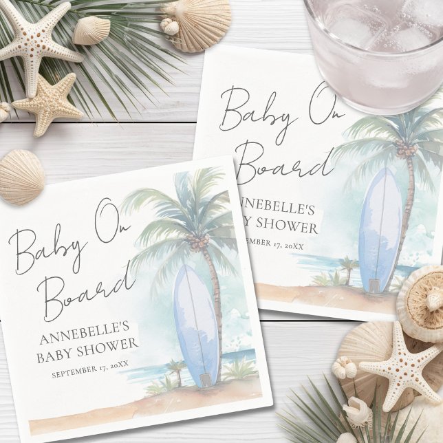Baby an Bord Strand-Baby-Party Serviette (Baby On Board Beach Baby Shower Napkins)