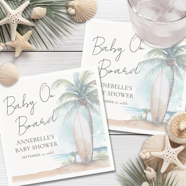 Baby an Bord Strand-Baby-Party Serviette (Baby On Board Beach Baby Shower Napkins)