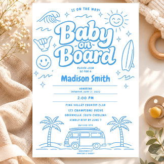 Baby an Bord Strand Surf Baby Shower Sommer Retro Einladung