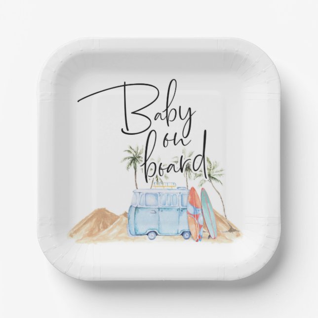 Baby an Bord, Summer Baby Dusche, Babydusche, E Pappteller (Vorderseite)