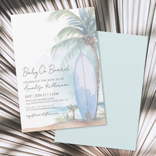 Baby an Bord Summer Beach Baby Dusche Einladung (Baby On Board Summer Beach Baby Shower Invitation)
