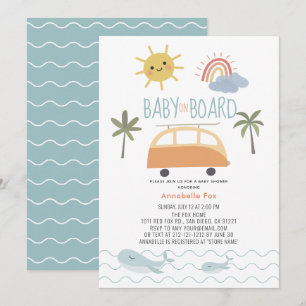 Baby an Bord Sunshine Rainbow Van Baby Shower Einladung