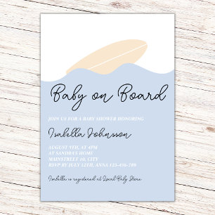 Baby an Bord Surf Beach Neutral Baby Dusche Einladung