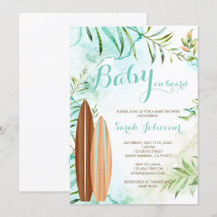 Baby an Bord Surf Kinderdusche Einladung