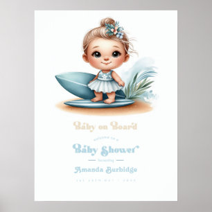 Baby an Bord Surf-Themed Baby Dusche Willkommen Poster
