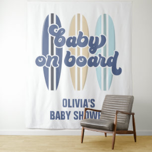 Baby an Bord Surfboard Beach Baby Duschband Wandteppich