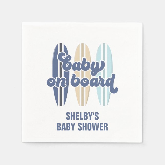 Baby an Bord Surfboard Beach Baby Dusche Napkins Serviette (Vorderseite)