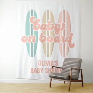 Baby an Bord Surfboard Beach Baby Dusche Wandteppich