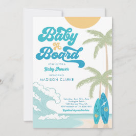 Baby an Bord Surfboard Beach Retro Baby Dusche Einladung