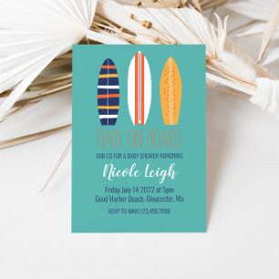 Baby an Bord Surfboard Strand Baby Shower Einladung