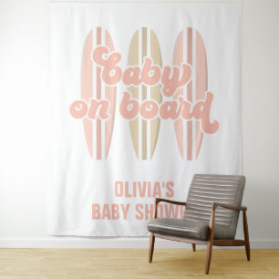 Baby an Bord Surfboard Strand Baby Shower Wandteppich