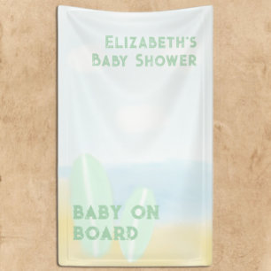 Baby an Bord Surfbrett Beach Wasserfarbe Babydusch Banner