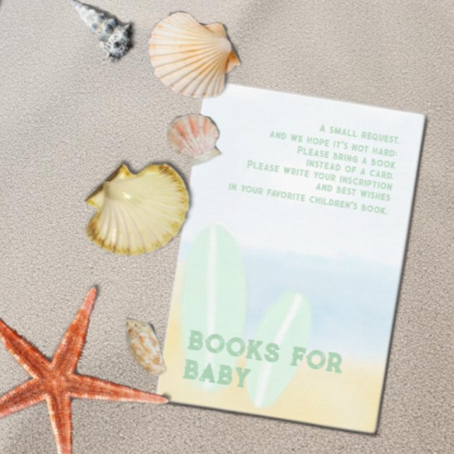 Baby an Bord Surfbrett Beach Wasserfarbe Babydusch Begleitkarte (Von Creator hochgeladen)