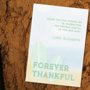 Baby an Bord Surfbrett Beach Wasserfarbe Babydusch Dankeskarte