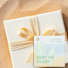 Baby an Bord Surfbrett Beach Wasserfarbe Babydusch Geschenkanhänger