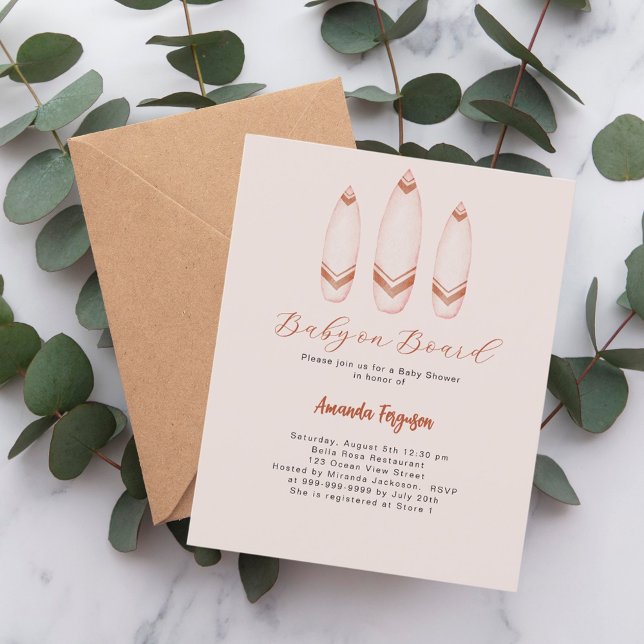 Baby an Bord Surfbrett beige braun Babydusche (Von Creator hochgeladen)